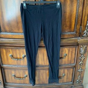 Black Leggings with Rhinestone ankles
